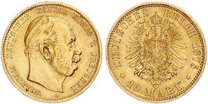 10 Mark Kingdom of Prussia (1701-1918) Gold Wilhelm I, German Emperor (1797-1888)