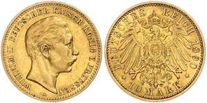 10 Mark Kingdom of Prussia (1701-1918) Gold Wilhelm II, German Emperor (1859-1941)