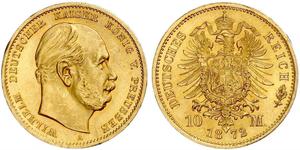 10 Mark Kingdom of Prussia (1701-1918) Gold Wilhelm I, German Emperor (1797-1888)