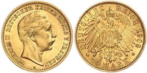 10 Mark Kingdom of Prussia (1701-1918) Gold Wilhelm II, German Emperor (1859-1941)