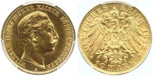 10 Mark Kingdom of Prussia (1701-1918) Gold Wilhelm II, German Emperor (1859-1941)