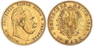 10 Mark Kingdom of Prussia (1701-1918) Gold Wilhelm I, German Emperor (1797-1888)