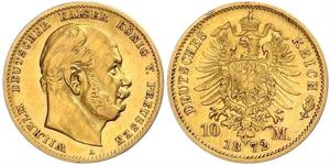 10 Mark Kingdom of Prussia (1701-1918) Gold Wilhelm I, German Emperor (1797-1888)