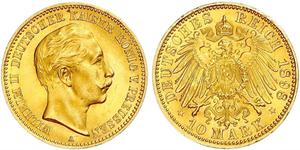 10 Mark Kingdom of Prussia (1701-1918) Gold Wilhelm II, German Emperor (1859-1941)