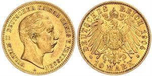 10 Mark Kingdom of Prussia (1701-1918) Gold Wilhelm II, German Emperor (1859-1941)