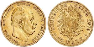 10 Mark Kingdom of Prussia (1701-1918) Gold Wilhelm I, German Emperor (1797-1888)