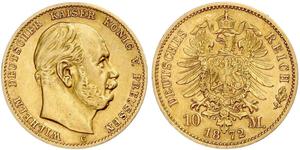 10 Mark Kingdom of Prussia (1701-1918) Gold Wilhelm I, German Emperor (1797-1888)