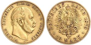 10 Mark Kingdom of Prussia (1701-1918) Gold Wilhelm I, German Emperor (1797-1888)