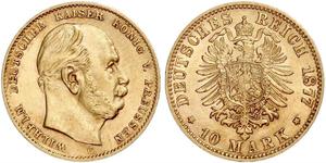 10 Mark Kingdom of Prussia (1701-1918) Gold Wilhelm I, German Emperor (1797-1888)