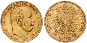 10 Mark Kingdom of Prussia (1701-1918) Gold Wilhelm I, German Emperor (1797-1888)