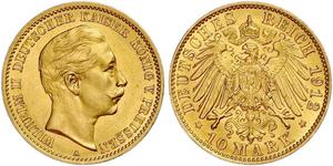 10 Mark Kingdom of Prussia (1701-1918) Gold Wilhelm II, German Emperor (1859-1941)