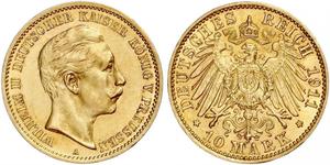 10 Mark Kingdom of Prussia (1701-1918) Gold Wilhelm II, German Emperor (1859-1941)