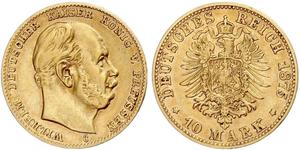 10 Mark Kingdom of Prussia (1701-1918) Gold Wilhelm I, German Emperor (1797-1888)