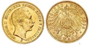 10 Mark Kingdom of Prussia (1701-1918) Gold Wilhelm II, German Emperor (1859-1941)