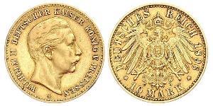 10 Mark Kingdom of Prussia (1701-1918) Gold Wilhelm II, German Emperor (1859-1941)