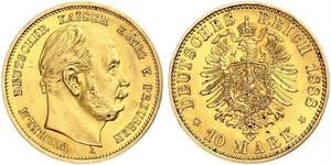 10 Mark Kingdom of Prussia (1701-1918) Gold Wilhelm I, German Emperor (1797-1888)