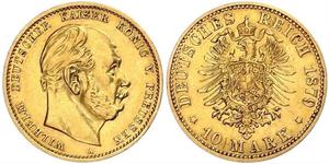 10 Mark Kingdom of Prussia (1701-1918) Gold Wilhelm I, German Emperor (1797-1888)