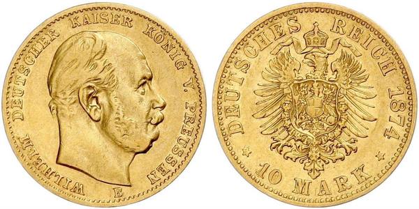10 Mark Kingdom of Prussia (1701-1918) Gold Wilhelm I, German Emperor (1797-1888)