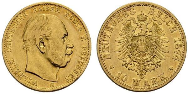 10 Mark Kingdom of Prussia (1701-1918) Gold Wilhelm I, German Emperor (1797-1888)