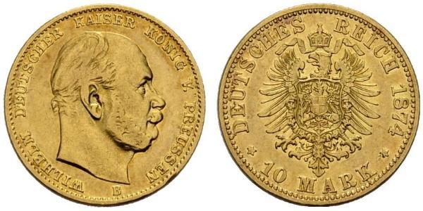 10 Mark Kingdom of Prussia (1701-1918) Gold Wilhelm I, German Emperor (1797-1888)