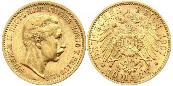 10 Mark Kingdom of Prussia (1701-1918) Gold Wilhelm II, German Emperor (1859-1941)