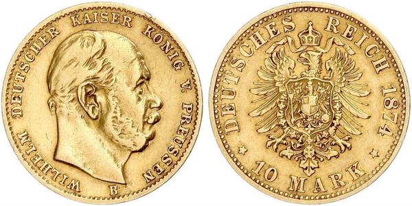 10 Mark Kingdom of Prussia (1701-1918) Gold Wilhelm I, German Emperor (1797-1888)