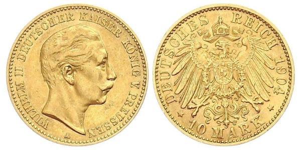 10 Mark Kingdom of Prussia (1701-1918) Gold Wilhelm II, German Emperor (1859-1941)
