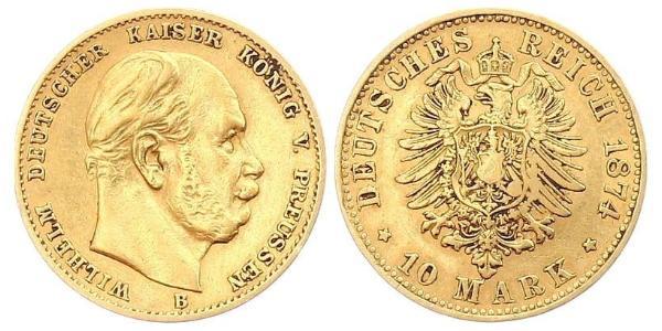 10 Mark Kingdom of Prussia (1701-1918) Gold Wilhelm I, German Emperor (1797-1888)