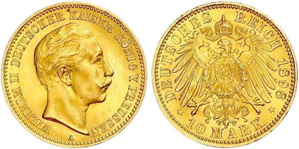 10 Mark Kingdom of Prussia (1701-1918) Gold Wilhelm II, German Emperor (1859-1941)