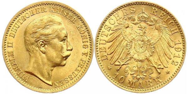 10 Mark Kingdom of Prussia (1701-1918) Gold Wilhelm II, German Emperor (1859-1941)