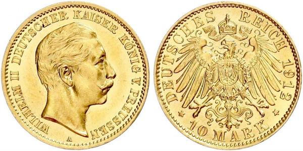 10 Mark Kingdom of Prussia (1701-1918) Gold Wilhelm II, German Emperor (1859-1941)