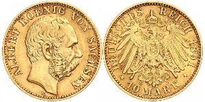 10 Mark Kingdom of Saxony (1806 - 1918) Gold Albert of Saxony