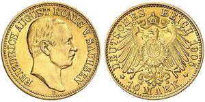 10 Mark Kingdom of Saxony (1806 - 1918) Gold Frederick Augustus III of Saxony (1865-1932)