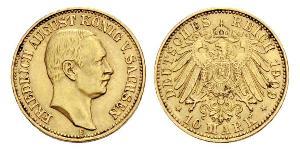 10 Mark Kingdom of Saxony (1806 - 1918) Gold Frederick Augustus III of Saxony (1865-1932)