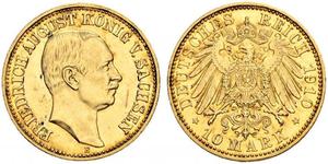 10 Mark Kingdom of Saxony (1806 - 1918) Gold Frederick Augustus III of Saxony (1865-1932)