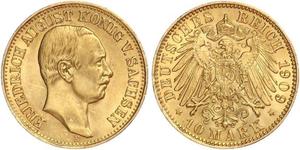 10 Mark Kingdom of Saxony (1806 - 1918) Gold Frederick Augustus III of Saxony (1865-1932)