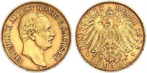 10 Mark Kingdom of Saxony (1806 - 1918) Gold Frederick Augustus III of Saxony (1865-1932)