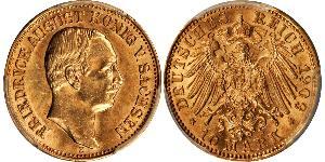 10 Mark Kingdom of Saxony (1806 - 1918) Gold Frederick Augustus III of Saxony (1865-1932)