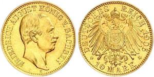 10 Mark Kingdom of Saxony (1806 - 1918) Gold Frederick Augustus III of Saxony (1865-1932)