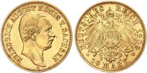 10 Mark Kingdom of Saxony (1806 - 1918) Gold Frederick Augustus III of Saxony (1865-1932)