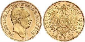 10 Mark Kingdom of Saxony (1806 - 1918) Gold Frederick Augustus III of Saxony (1865-1932)