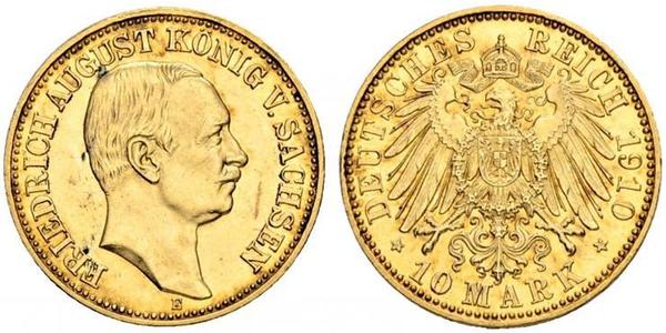 10 Mark Kingdom of Saxony (1806 - 1918) Gold Frederick Augustus III of Saxony (1865-1932)