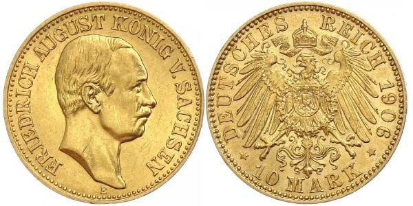 10 Mark Kingdom of Saxony (1806 - 1918) Gold Frederick Augustus III of Saxony (1865-1932)