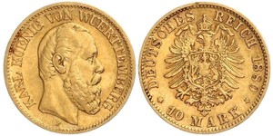 10 Mark Kingdom of Württemberg (1806-1918) Gold Charles I of Württemberg