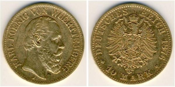 10 Mark Kingdom of Württemberg (1806-1918) Gold Charles I of Württemberg