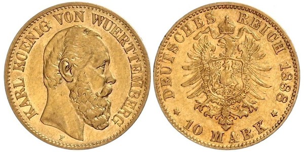 10 Mark Kingdom of Württemberg (1806-1918) Gold Charles I of Württemberg