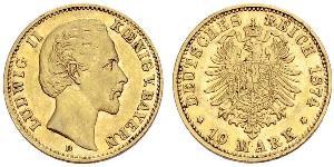 10 Mark Königreich Bayern (1806 - 1918) Gold Ludwig II. (Bayern)(1845 – 1886)