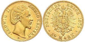 10 Mark Königreich Bayern (1806 - 1918) Gold Ludwig II. (Bayern)(1845 – 1886)
