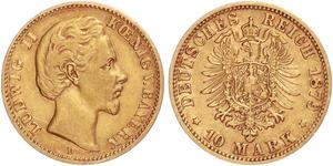 10 Mark Königreich Bayern (1806 - 1918) Gold Ludwig II. (Bayern)(1845 – 1886)