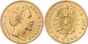 10 Mark Königreich Bayern (1806 - 1918) Gold Ludwig II. (Bayern)(1845 – 1886)